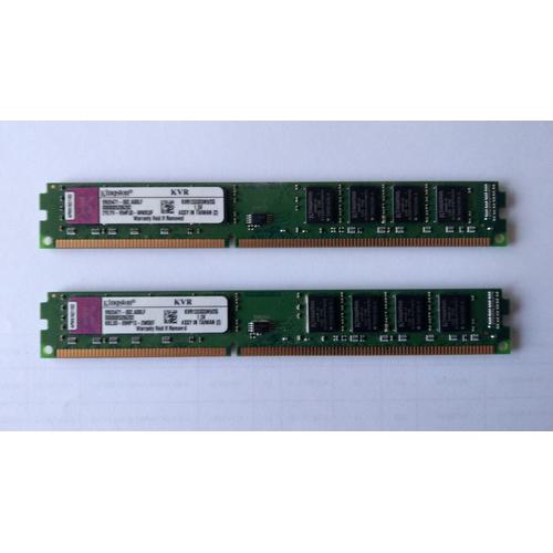 2 barettes Mémoire RAM DDR3 2 Go Kingston KVR1333D3N9/2G- 1333 Mhz- + CL9