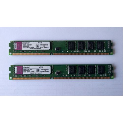 2 barettes Mémoire RAM DDR3 2 Go Kingston KVR1333D3N9/2G- 1333 Mhz- + CL9