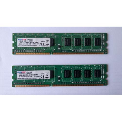 2 barettes mémoire RAM DDR3 Dane-Elec Value 2 Go 1333 Mhz DIM