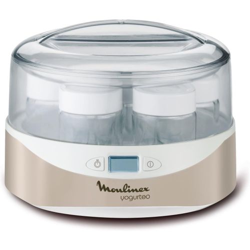 Moulinex YG231E32 Yaourtière Yogurteo 7 Pots de Yaourt Inclus Programmable Écran LCD Minuteur 13W Champagne