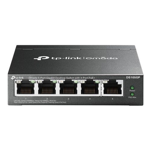 TP-Link Omada DS105GP V1 - Commutateur - non géré - 5 x 10/100/1000 - de bureau - PoE+ (65 W)