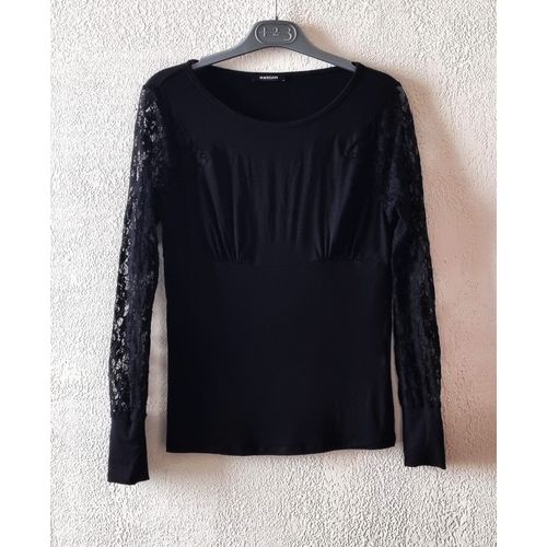 T-Shirt Morgan Taille 34 Noir Avec Dentelle