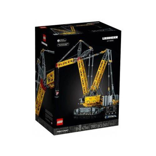 Lego 42146 Grue Sur Chenilles Jaune Lr 13000 Liebherr - Collection Engin Chantier Technic - Set Construction Adulte + Carte