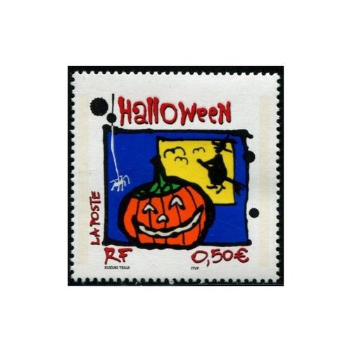 France 2004, Très Bel Exemplaire Neuf** Luxe Yvert 3713, Halloween, Citrouille, Sorcière, Corbeaux, Araignée...