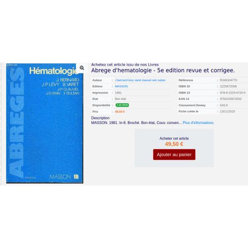 Hematologie Ed Masson 5eme Edition