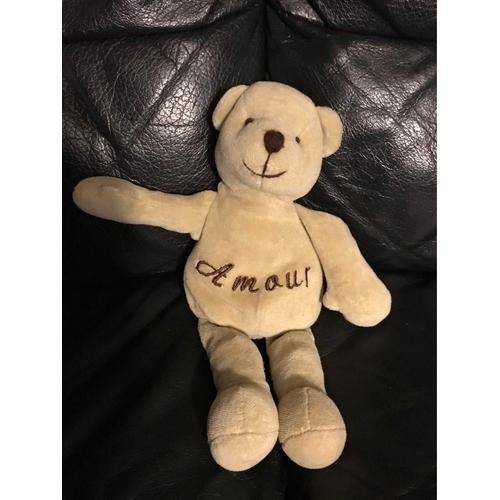 Doudou Peluche Ours Beige Marron Amour 23cm Jardin D¿Ulysse 