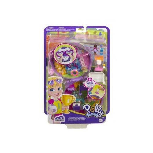 Coffret Activites Sportives Polly Pocket - Terrain De Sport + 2 Figurines Mini Poupees + 12 Accessoires - Set Univers Jeu + Carte