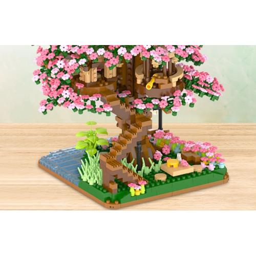 Ensemble de fleurs artificielles en blocs de construction.Arbre de Sakura bonsaï,cabane d'arbre en fleur,collection botanique,Décoration intérieur artisanat,Création déco, Idée cadeau original .