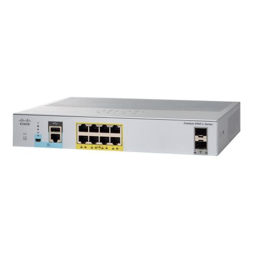 Cisco Catalyst 2960L-8PS-LL - Commutateur - Géré - 8 x 10/100/1000 + 2 x Gigabit SFP (liaison montante) - de bureau, Montable sur rack - PoE+ (67 W)