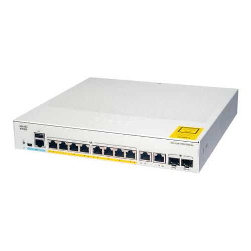 Cisco Catalyst 1000-8FP-2G-L - Commutateur - Géré - 8 x 10/100/1000 (PoE+) + 2 x SFP Gigabit combo (liaison montante) - Montable sur rack - PoE+ (120 W)