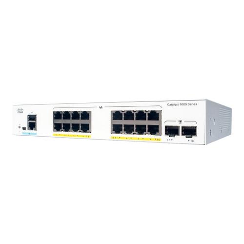 Cisco Catalyst 1000-16P-2G-L - Commutateur - Géré - 16 x 10/100/1000 (PoE+) + 2 x Gigabit SFP (liaison montante) - Montable sur rack - PoE+ (120 W)