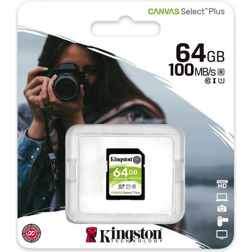 Kingston SDS2 64GB Carte mémoire Canvas Select Plus ¿pour HD et 4K Video Cameras