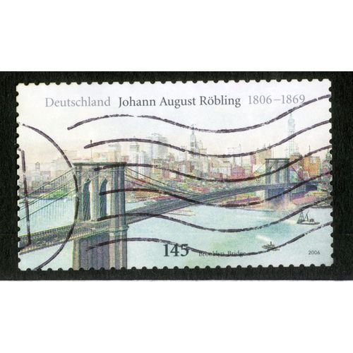 Timbre Oblitéré Deutschland, Johann August Röbling 1806-1869, Brooklyn Bridge, 2006, 145