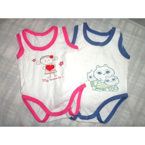 Lot De 2 Bodys Sans Manches 6 Mois