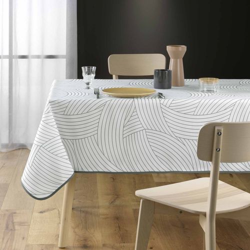 Nappe Antitache Carrée 150x150 Cm - Lignes Graphiques - Blanc Blanc