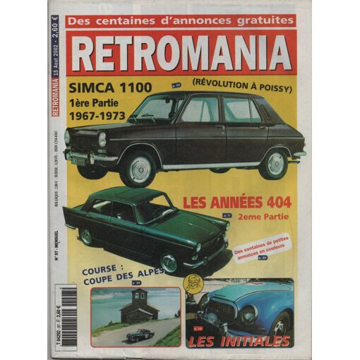 Retromania N°97, Simca 1100, Peugeot 404