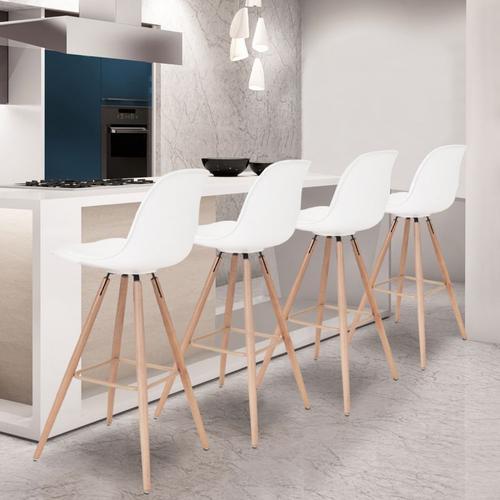 Lot De 4 Tabourets De Bar Sara Blanc