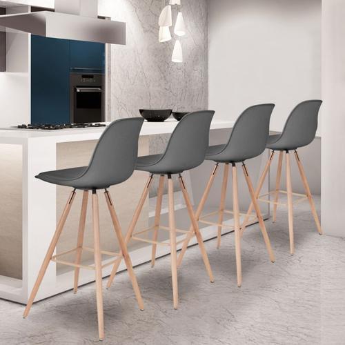 Lot De 4 Tabourets De Bar Sara Gris Foncé