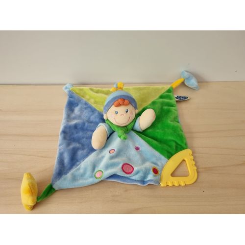 Doudou Lutin Bleu Vert Clown Mots D'enfants