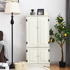 Armoire De Rangement Vintage Costway En Mdf Avec 2 Étagères Réglables - Blanc