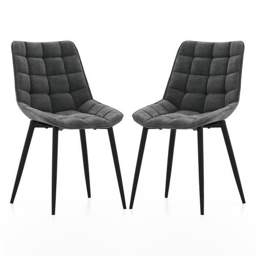 Chaise De Manger En Velours - Costway - Lot De 2 - Gris - Intérieur - Non Réglable En Hauteur