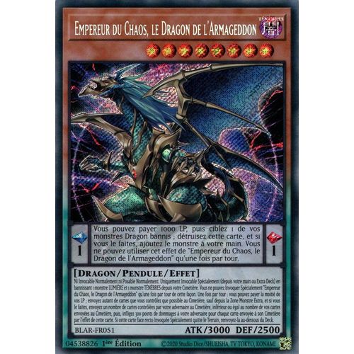 Yu Gi Oh ! Empereur Du Chaos, Le Dragon De L'armageddon Blar-Fr051 Secret Rare En Français