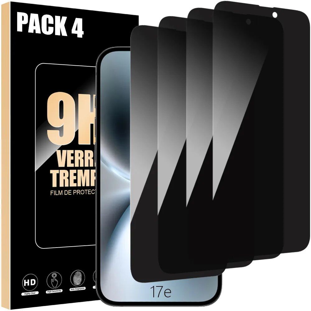 4 Pièces Verre Trempé Anti Espion pour iPhone 17e - Installation Fa...
