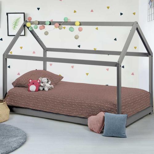 Lit Cabane Enfant 90 X 190 Cm Neel Gris