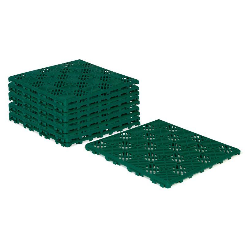 Lot De 10 Dalles Caillebotis De Jardin Vert 29.5x29.5 Cm - 2