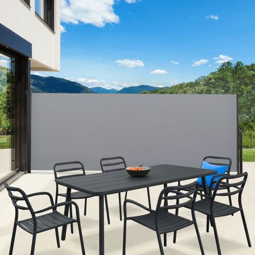 Paravent Extérieur Rétractable 160 X 400 Cm Gris Clair Store Latéral