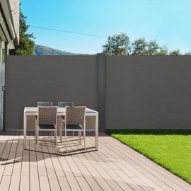 Paravent Extérieur Rétractable Double 160 X 800 Cm Gris Anthracite Store Latéral