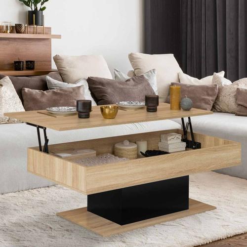 Table Basse Plateau Relevable Eden Bois Et Noir