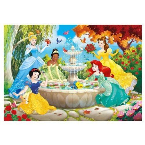 Puzzle 60 Pieces - Promenade Des Princesses Disney Au Parc Du Chateau - Fille, Des 4 Ans - Set Puzzle Supercolor Et Carte