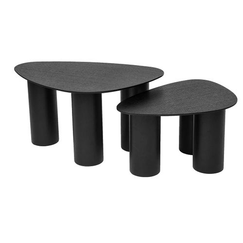Tables Basses Gigognes Design En Bois Noir (Lot De 2) Foleen