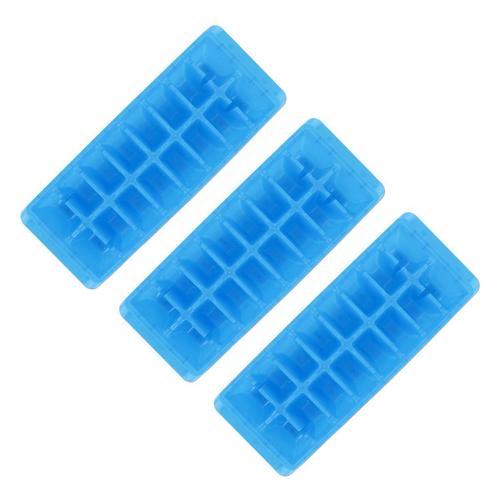 Fackelmann 9910350 Lot De 3 Bacs À Glaçons, Bac À Glaçons Bleu, Bac À Glaçons Capacité 16 Glaçons, Bac Pour 16 Glaçons, Plastique, Bleu, 31,8 X 12 Cm