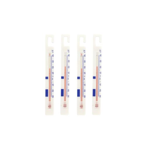 Fm Professional 9912950 Lot De 4 Thermomètres Frigo, Thermomètre Congélateur, Thermomètre Réfrigérateur, Lot De 2 Thermomètres Pour Réfrigérateurs, Plastique, Blanc, 15,5 X 1,7 X 0,6 Cm