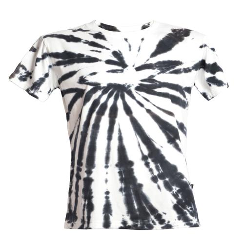 T-Shirt Tie And Dye Effet Étalé Noir Et Blanc