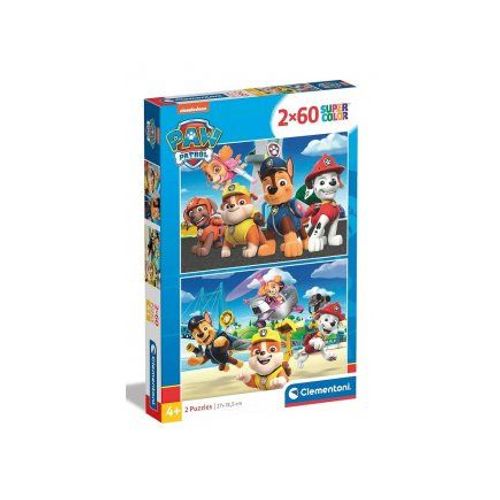 Puzzles Enfant 2x60 Pieces Pat Patrouille - Chase, Ruben, Marcus Et Autres Chiens Heros - Set Puzzle Dessin Anime + Carte