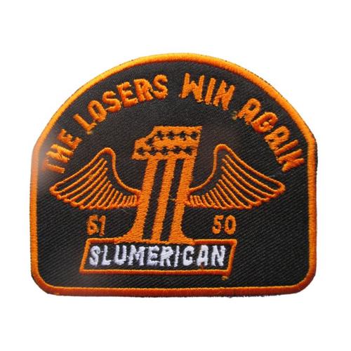 Patch The Loseer Win Again 1 Aillé 10x7cm Ecusson Thermocollant Slumerican Noir Orange