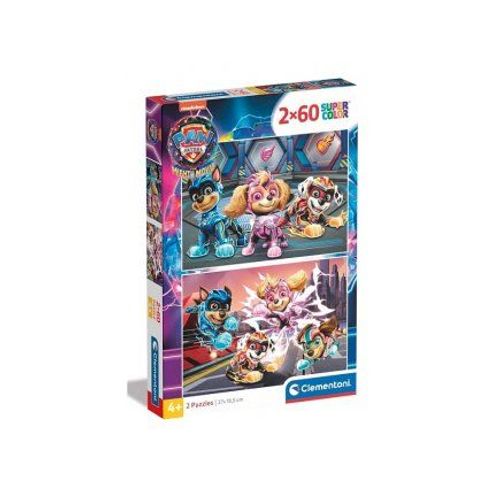 La Super Pat Patrouille - Puzzles 2 X 60 Pieces Heros A La Rescousse : Marcus, Stella, Chase, Liberty - Enfant - Set Puzzle + Carte