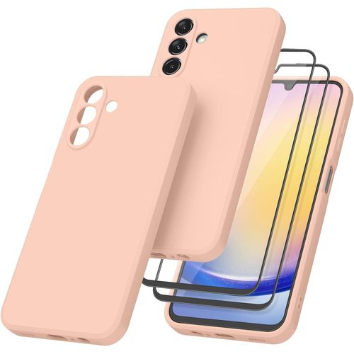 Coque Pour Samsung Galaxy A25 5g Silicone Rose + 2 Verres Trempes Little Boutik©