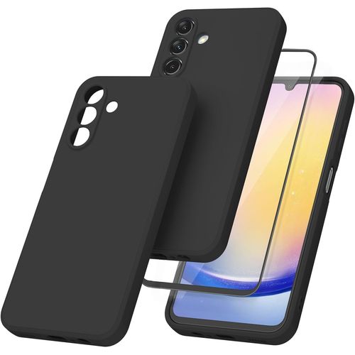 Coque Pour Samsung Galaxy A25 5g Silicone Noir + Verre Trempe Little Boutik©