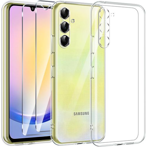 Coque Silicone Transparente + 2 Verres Trempes Pour Samsung Galaxy A25 5g Little Boutik©