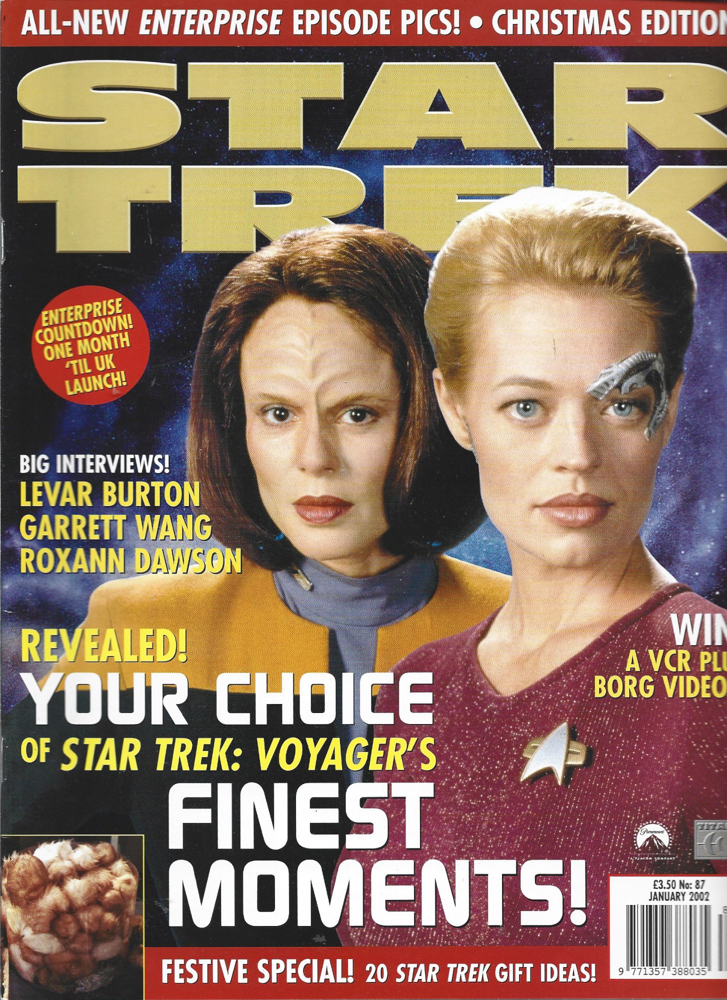 Star Trek Monthly # 87 ( January 2002 ) : Big Interviews ! ( Levar Burton - Gareth Wang - Roxann Dawson ) - Cover ( & Poster ) : Roxann Dawson & Jeri Ryan - Inseide " Entreprise " - ...