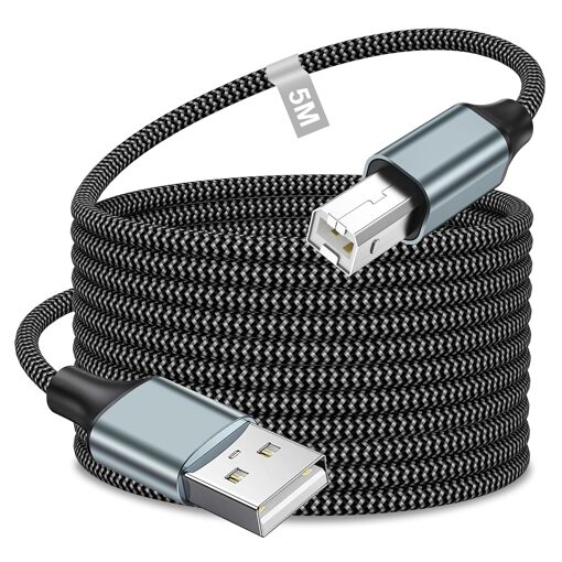 JGD-Cable USB Imprimante 5M, Cable Imprimante USB 2.0 Tressé Câble ...