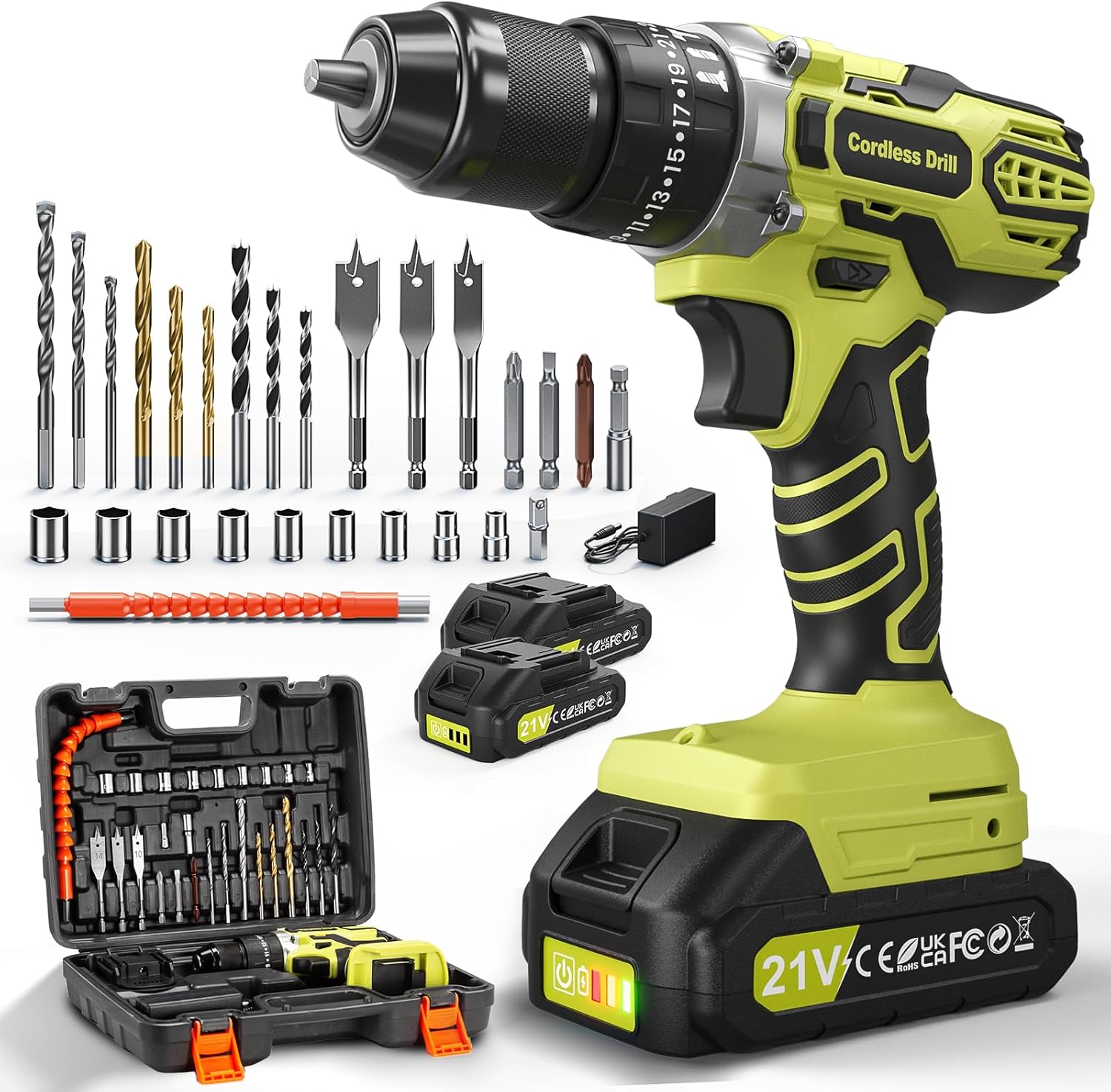 Ulteronixshop-21V Perceuse Visseuse Sans Fil, 45Nm Perceuse Percuss...