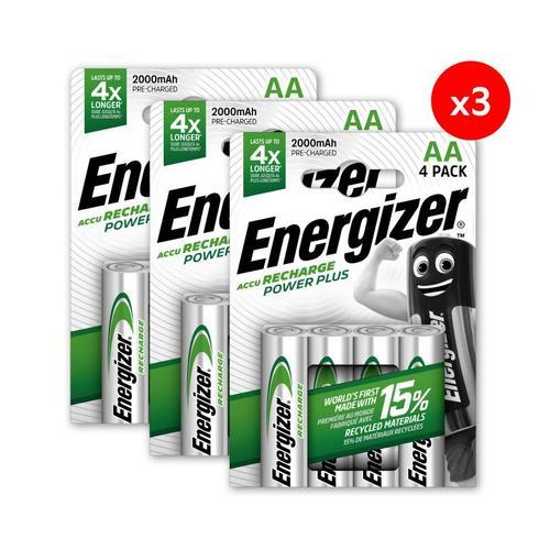 Pack de 3 - Energizer, Power Plus Rechargeable AA/HR6, pack de 4 Piles