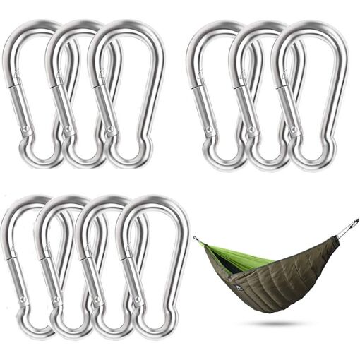 10 Pi&egrave;ces Mousqueton En Acier Inoxydable Attache Mousqueton Clip Mousqueton