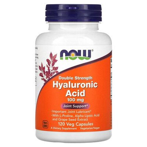 Now Foods Acide Hyaluronique, Double Efficacité, 100 Mg, 120 Capsules Végétales 