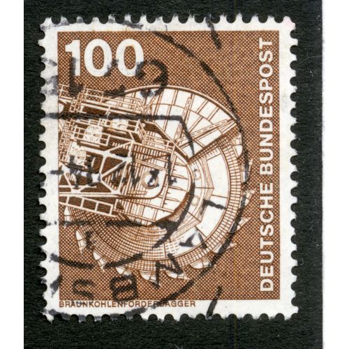 Timbre Oblitéré Deutsche Bundespost, Braunkohlenforderbagger, 100